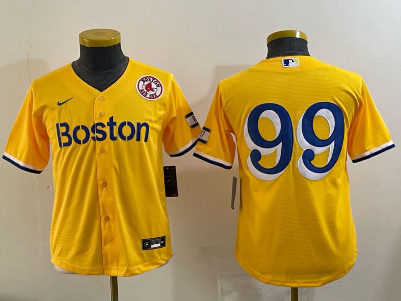Youth 2025 Boston Red Sox #99 No Name Yellow Nike MLB Jersey 07->detroit lions->NFL Jersey